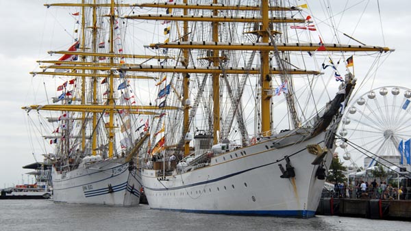 Square sailing ships at the Hanse Sail Rostock 2023