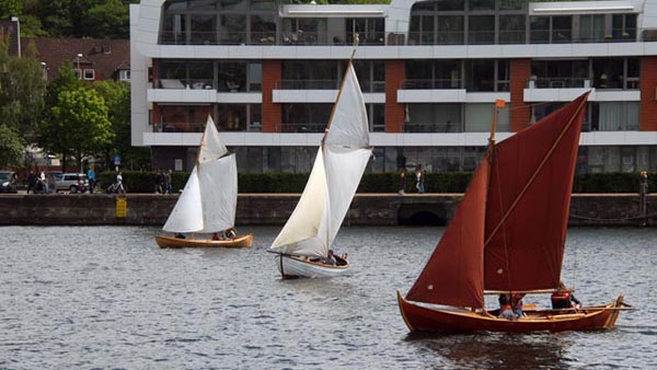 Regatta for small fishing boats in the Flensburg harbour