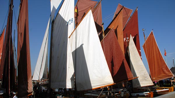 Zeesenboats in the harbour of Bodstedt