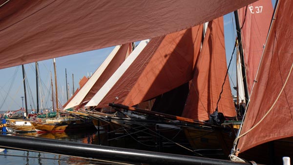 Zeesenboats ready for the regatta in Bodstedt